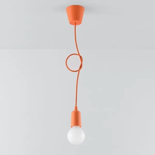 Lampadario su filo DIEGO 1xE27/60W/230V arancione