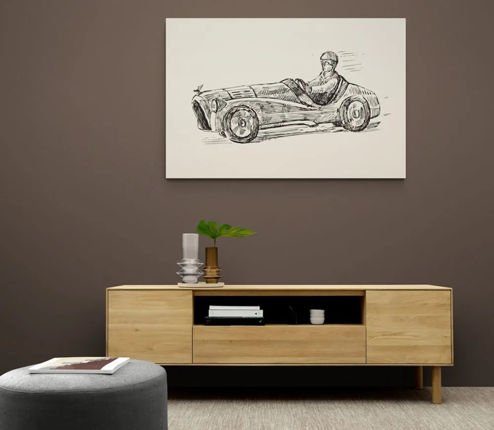 Quadro su tela – Auto da corsa in stile retrò