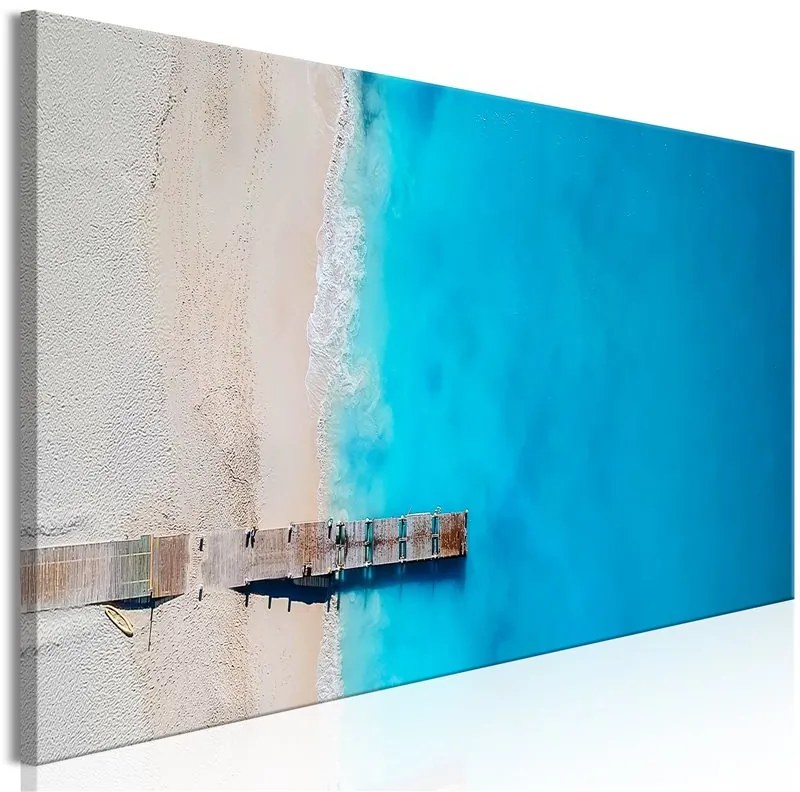 Quadro Sea and Wooden Bridge (1 Part) Narrow Blue  Colore Beige, Dimensioni e Misure 120x40