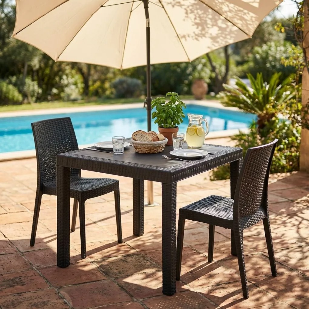 CALIGOLA - tavolo da giardino in wicker quadrato