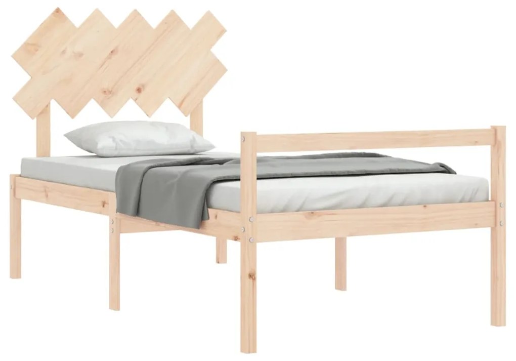 Letto per anziani con testiera 100x200 cm in legno massello