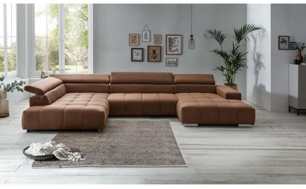 Divano angolare a U TROPEA sinistro marrone
