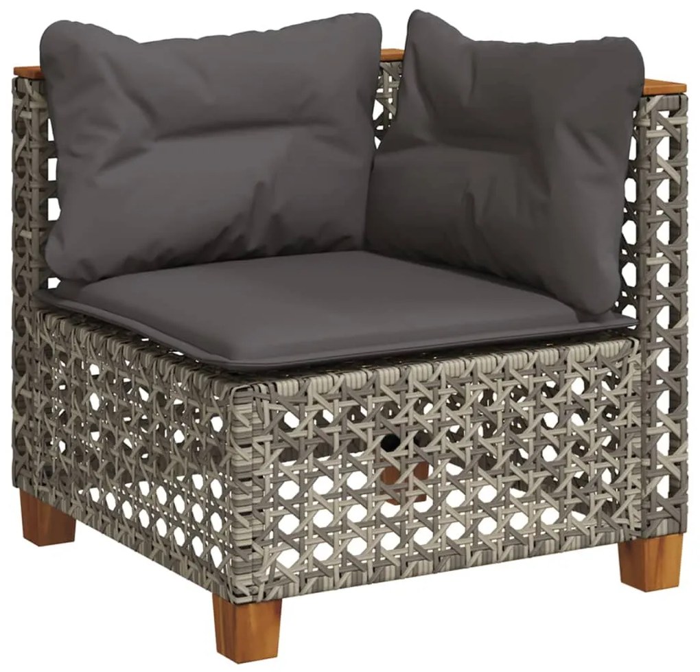 Set divani da giardino 7 pz con cuscini grigio in polyrattan