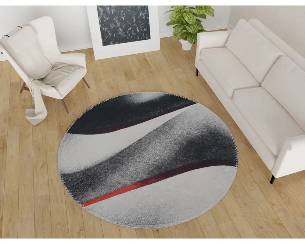 Tappeto rotondo lavabile bianco e nero ø 100 cm - Vitaus