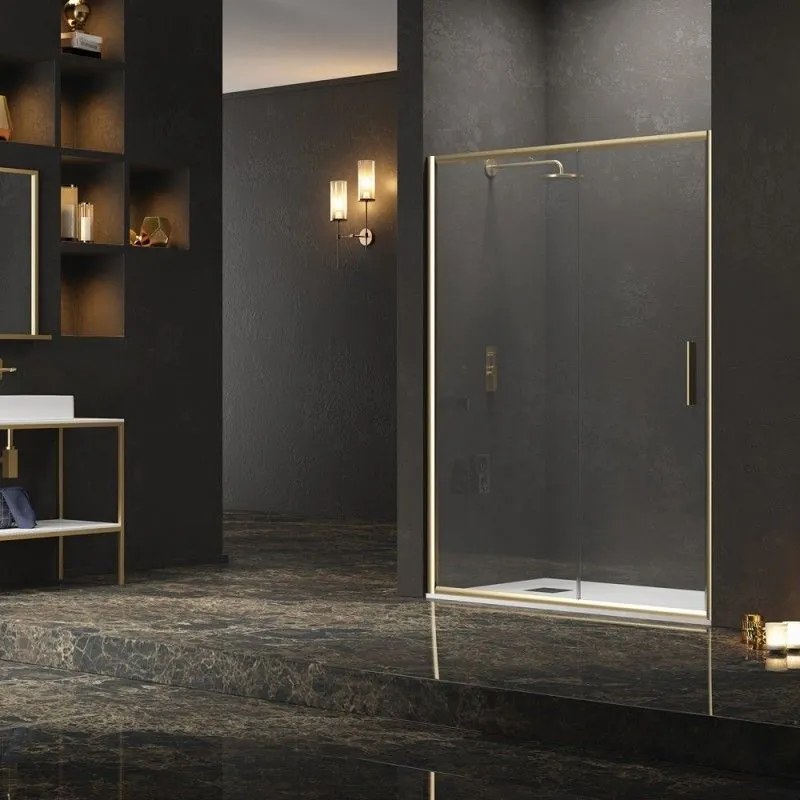 Kamalu - Nicchia doccia 130 cm colore oro spazzolato | KEF4000