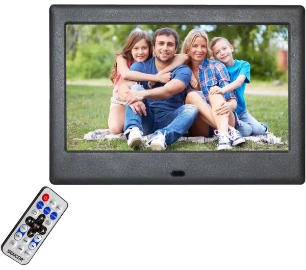 Sencor - Cornice per foto digitale con altoparlante 230V nero + telecomando
