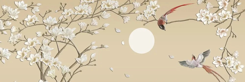 Quadro su tela – Uccellini sul ramo dell'albero