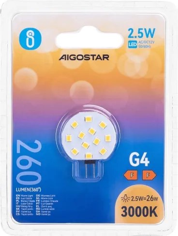 Lampadina LED G4/2,5W/12V 3000K - Aigostar