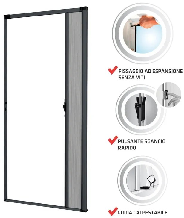 Zanzariera avvolgibile MEDAL Bazar Libera per portafinestra L 160 x H 250 cm grigio antracite destra riducibile