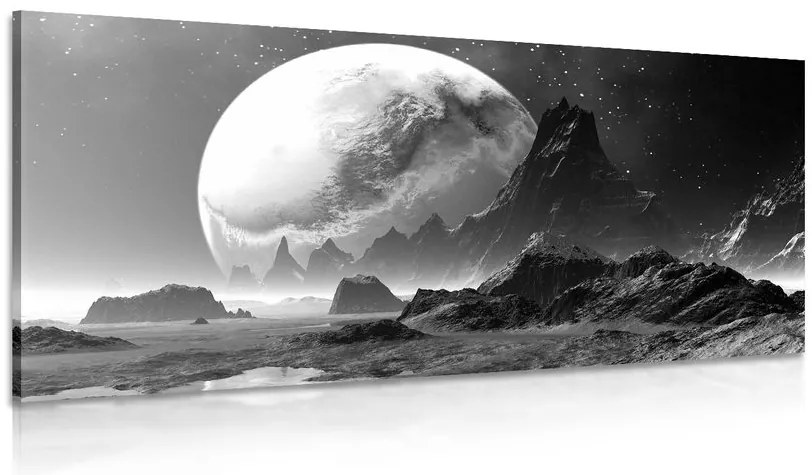 Stampa su tela – Paesaggio fantastico in bianco e nero