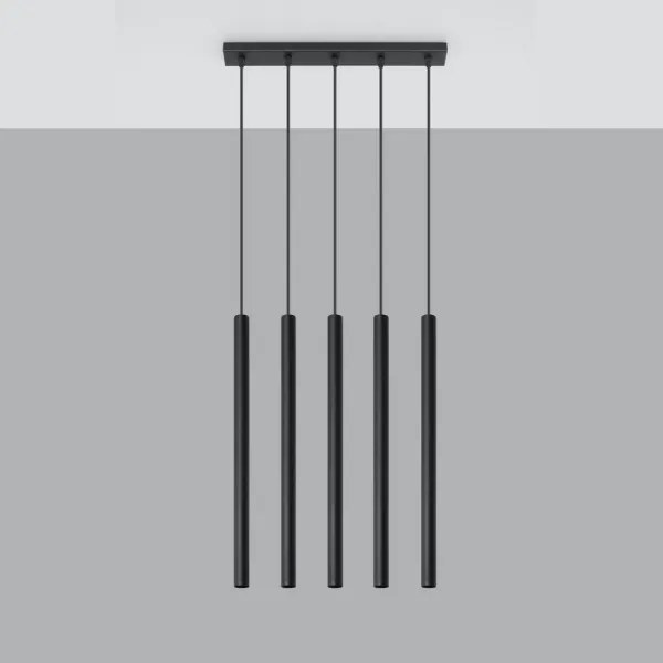 Sollux SL.0472 - Lampadario a sospensione con filo PASTELO 5 5xG9/8W/230V nero