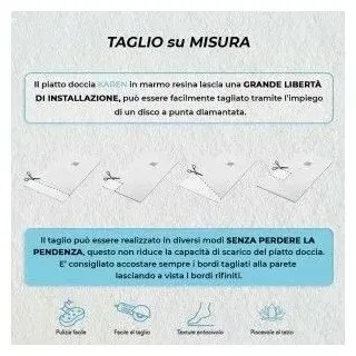 Piatto doccia filo pavimento Karen 80x160 in resina bianco pietra