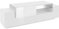 Mobile porta TV Dlodrin, Credenza bassa da soggiorno, Base porta TV, 100% Made in Italy, cm 160x45h51, Bianco lucido