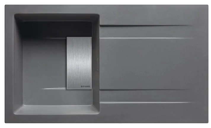 Lavello integrato 1 vasca in granito grigio PYRAMIS Kartesio L 50 x L 86 cm