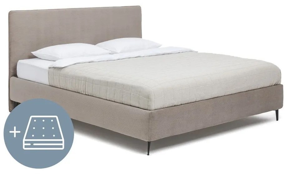 Letto matrimoniale imbottito grigio tortora con materasso incluso/con rete inclusa 160x200 cm Noira Slim – Bonami Selection