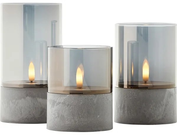 Brilliant - SET di 3 candele LED BOUGIE LED/2xAA IP44 grigio/fumo