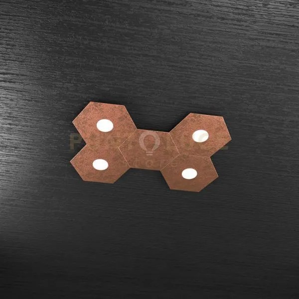 Hexagon applique-plafoniera 4 luci + 1 decorativo foglia rame 1142-...