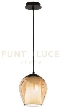 Sospensione bonnie 1 vetro ambra 1 luce attacco e27 d.20cm h.24cm