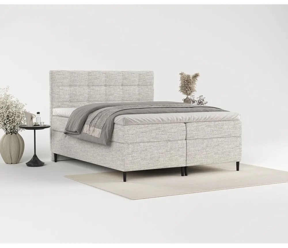 Letto boxspring grigio chiaro con contenitore 180x200 cm Urbaneo - Maison de Rêve
