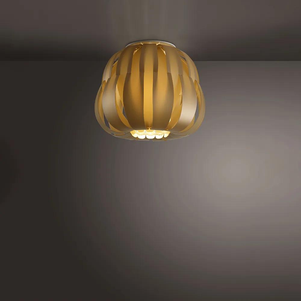 Plafoniera Moderna 1 Luce Queen In Polilux Oro D19 Made In Italy