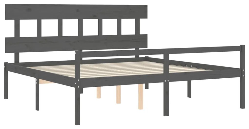 Letto per Anziani con Testiera Grigio Super King Legno Massello