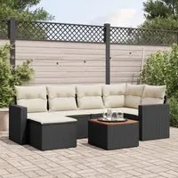 Set Divani da Giardino con Cuscini 7pz Nero Polyrattan 3256553