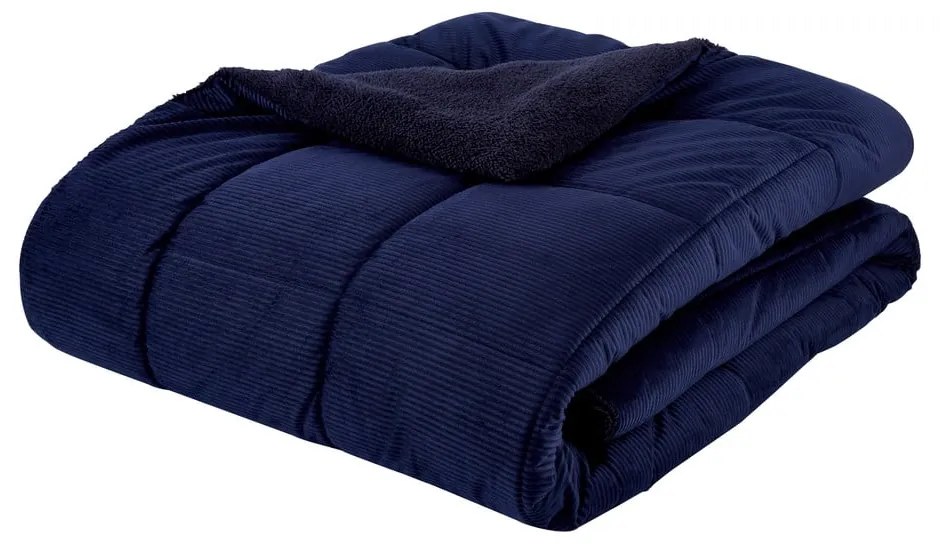 Copriletto in micropile trapuntato blu scuro per letto matrimoniale 200x220 cm Cosy Cord - Catherine Lansfield