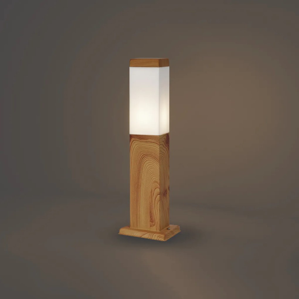Lampada da terra moderna da esterno in acciaio con stampa legno 45cm IP44 - Malois