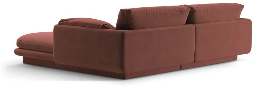 Divano angolare rosa (con penisola a sinistra/con chaise lounge) con rivestimento in velluto Torino – Micadoni