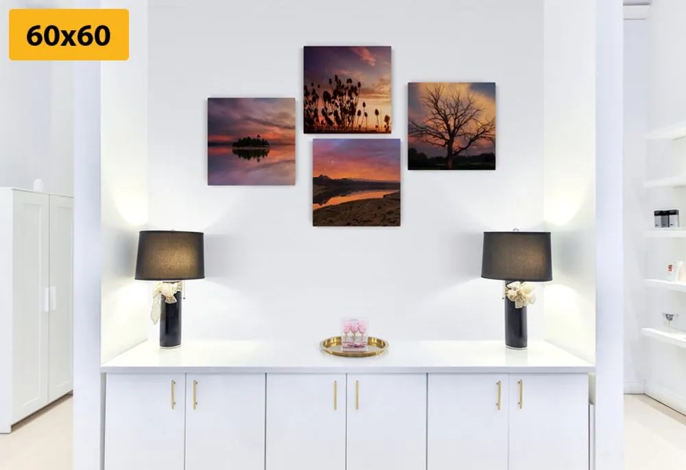 Set di quadri – Natura piena di colori romantici
