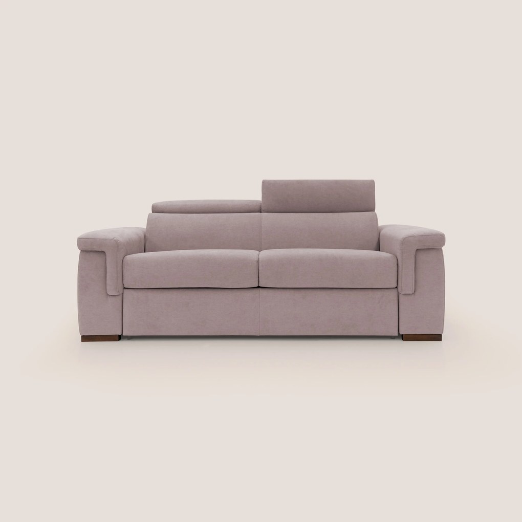 Giunone divano letto con materasso alto 18 cm e poggiatesta reclinabili in tessuto impermeabile T02 rosa
