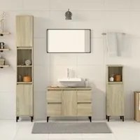 Set Mobili da Bagno 3 pz Rovere Sonoma in Legno Multistrato 3307672