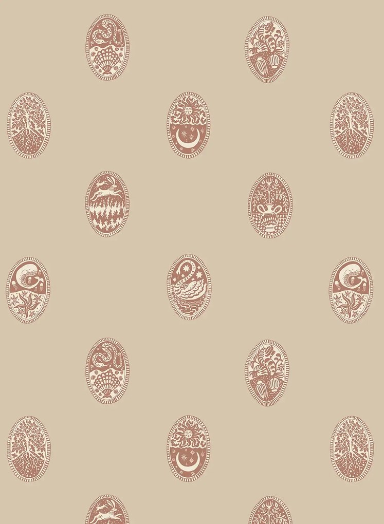 Josephine Munsey Carta da parati Linear Cameos - Cromwell Stone/ Hibernacle/ Salt Ridge