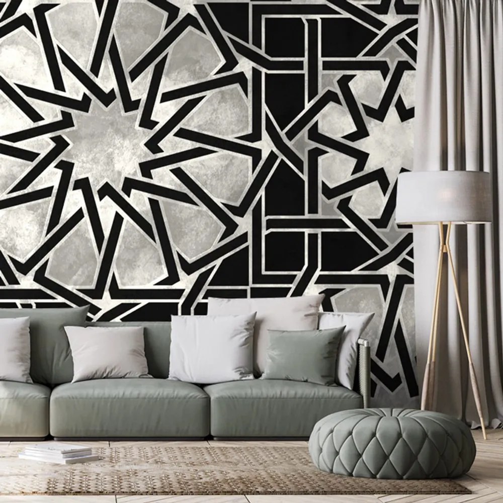 Carta da parati – Mosaico Orientale in Bianco e Nero