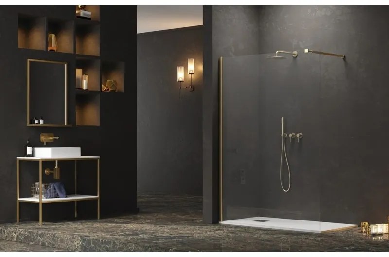 Kamalu - Doccia walkin 70 cm con profilo finitura oro satinato | KW-100G