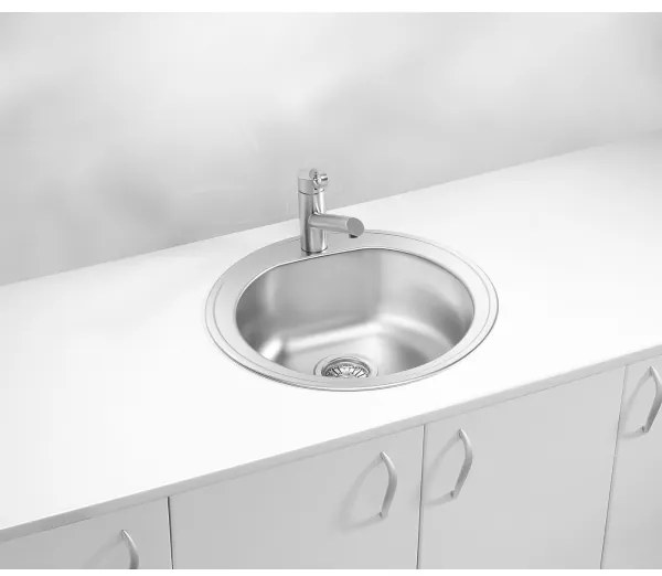 ALVEUS 1116756 - Lavello della cucina FORM diametro 51 cm opaco acciaio/satin, profondità 18,5 cm