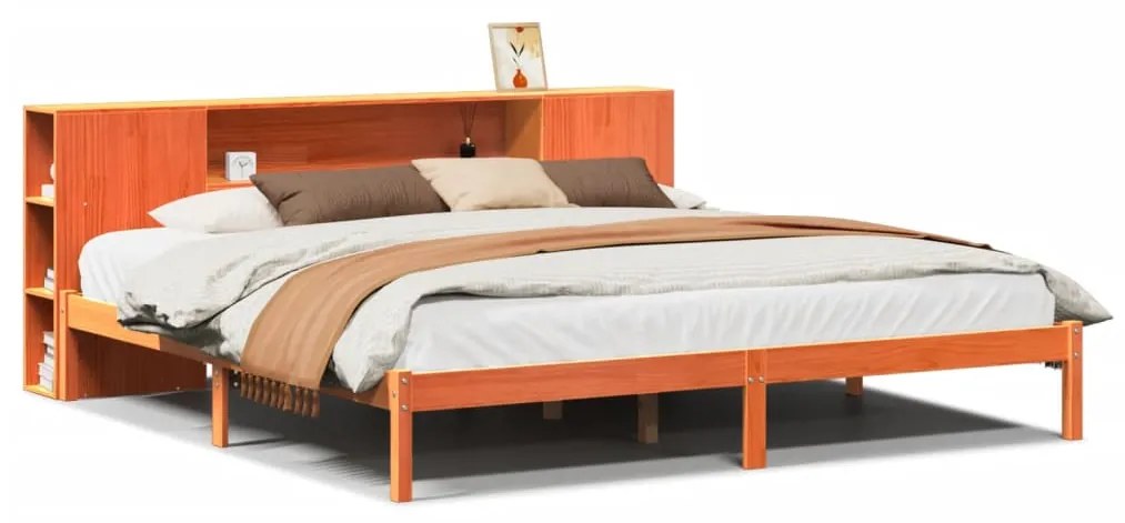 Letto libreria senza materasso marrone cera 180x200 cm in pino