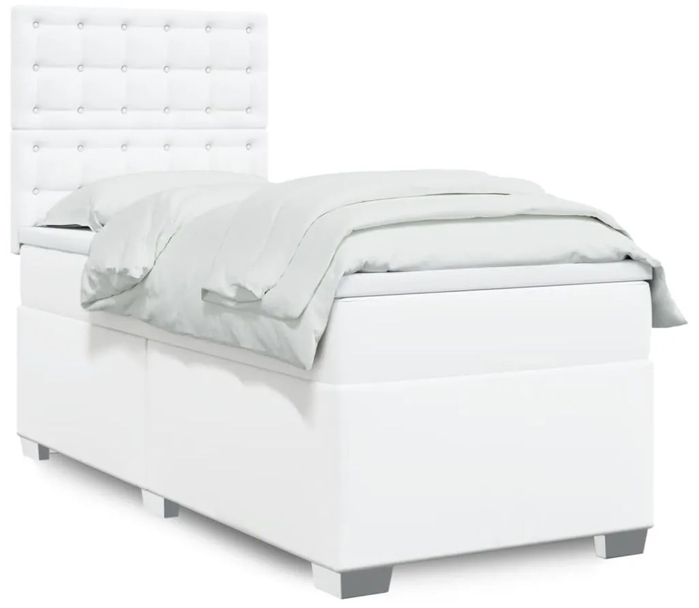 Giroletto A Molle Con Materasso Bianco 100x200 Cm İn Similpelle /