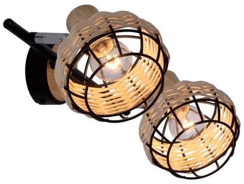 Faretto TAJGA 2xE14/40W/230V rattan/nero