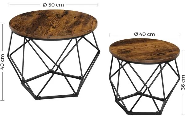 Set di 2 tavolini da salotto TALIA, marrone/nero
