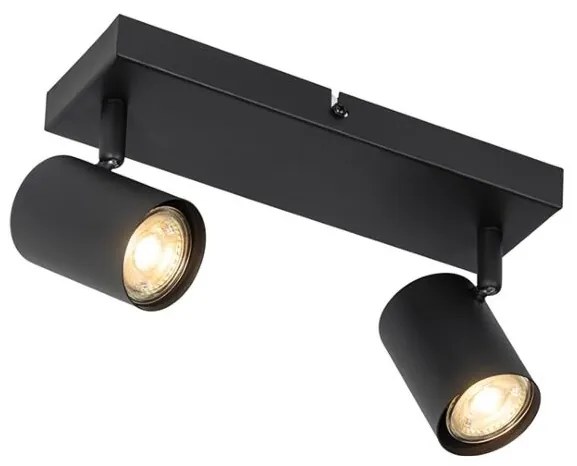 Plafoniera moderna nera a 2 luci rettangolare regolabile - Jeana