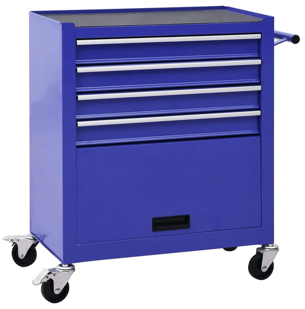 Carrello Portautensili Con 4 Cassetti İn Acciaio Blu /