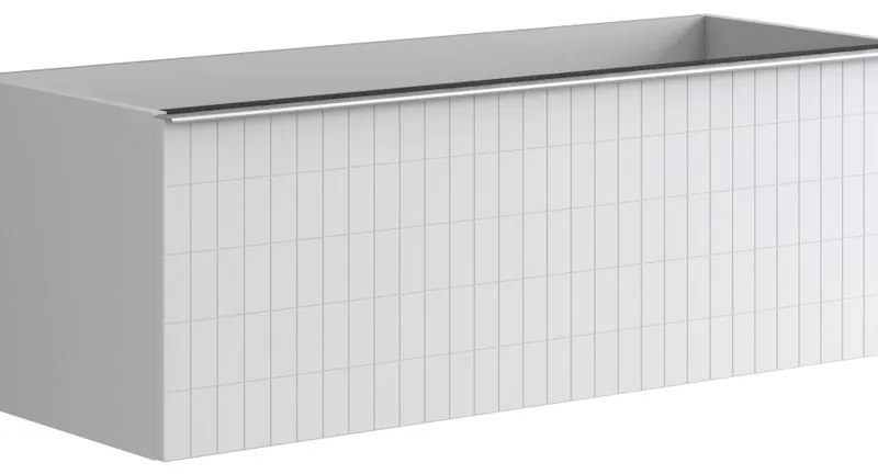 Mobile da bagno sotto lavabo Pixel grid frontale bianco e maniglia alluminio brillante laccato L 120 x H 40 x P 45.5 cm 2 cassetti, lavabo non incluso