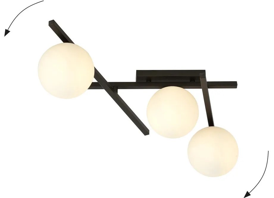 Lampadario da Soffitto in Acciaio e Vetro SMART 3 Nero 3xE14
