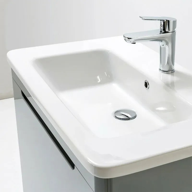 Mobile bagno sospeso 80 cm grigio lucido con specchio 70x90 Stillo