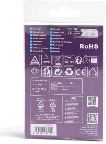 Aigostar - Catena LED esterna 100 LED/8 funzioni 10,3m IP44 multicolore