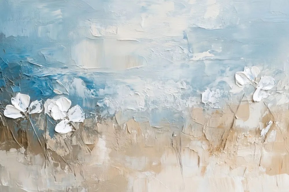 Quadro su tela – Imitazione di pittura a olio di spiaggia e cielo