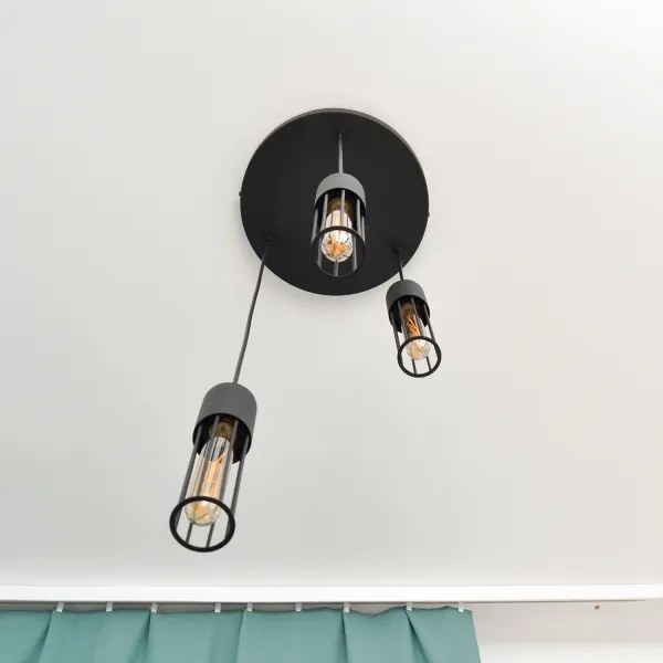 Lampadario a sospensione con filo MELODY 3xE27/15W/230V nero