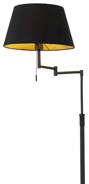 Lampada da terra intelligente nera con paralume nero incl. Wifi A60 - Ladas Deluxe