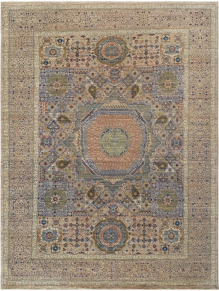 Mamluk Tappeto 370x280 Beige (Pakistan) Annodato A Mano